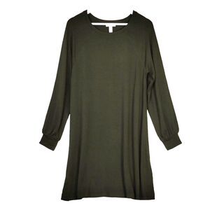 Army Green Stretch Knit Tunic Dress Size L Packable Travel Classic